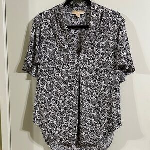 MICHAEL Michael Kors Black and White Floral Blouse
